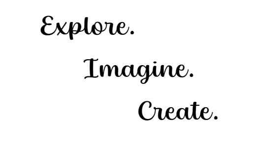 A picture of the words explore, imagine and create.